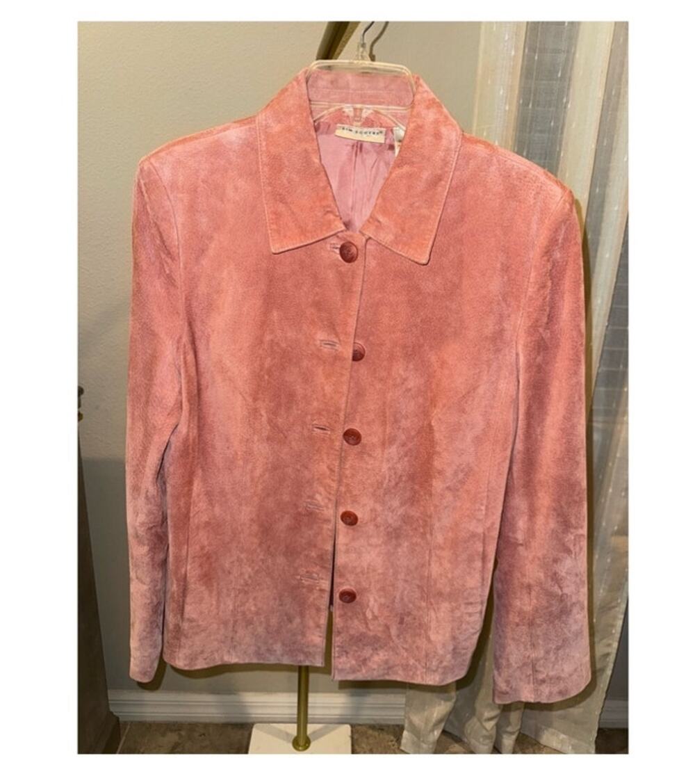 Kim Rogers Dusty Rose Suede Button-Front Jacket